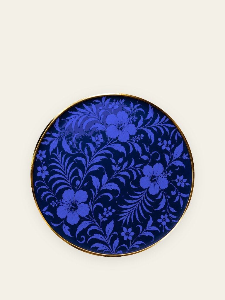 Floral plate in blue