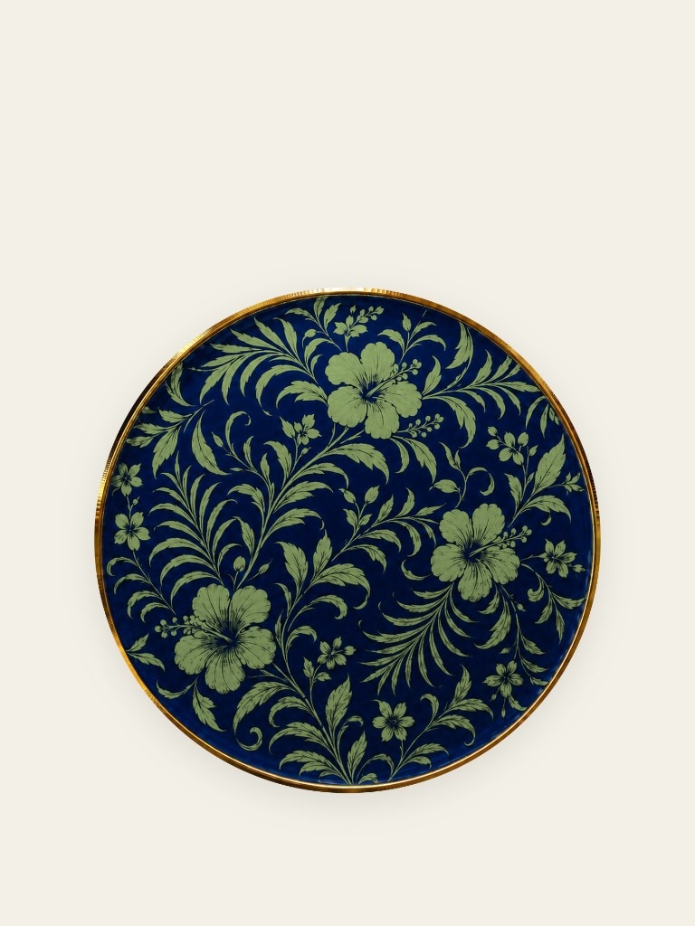 Floral plate in sage